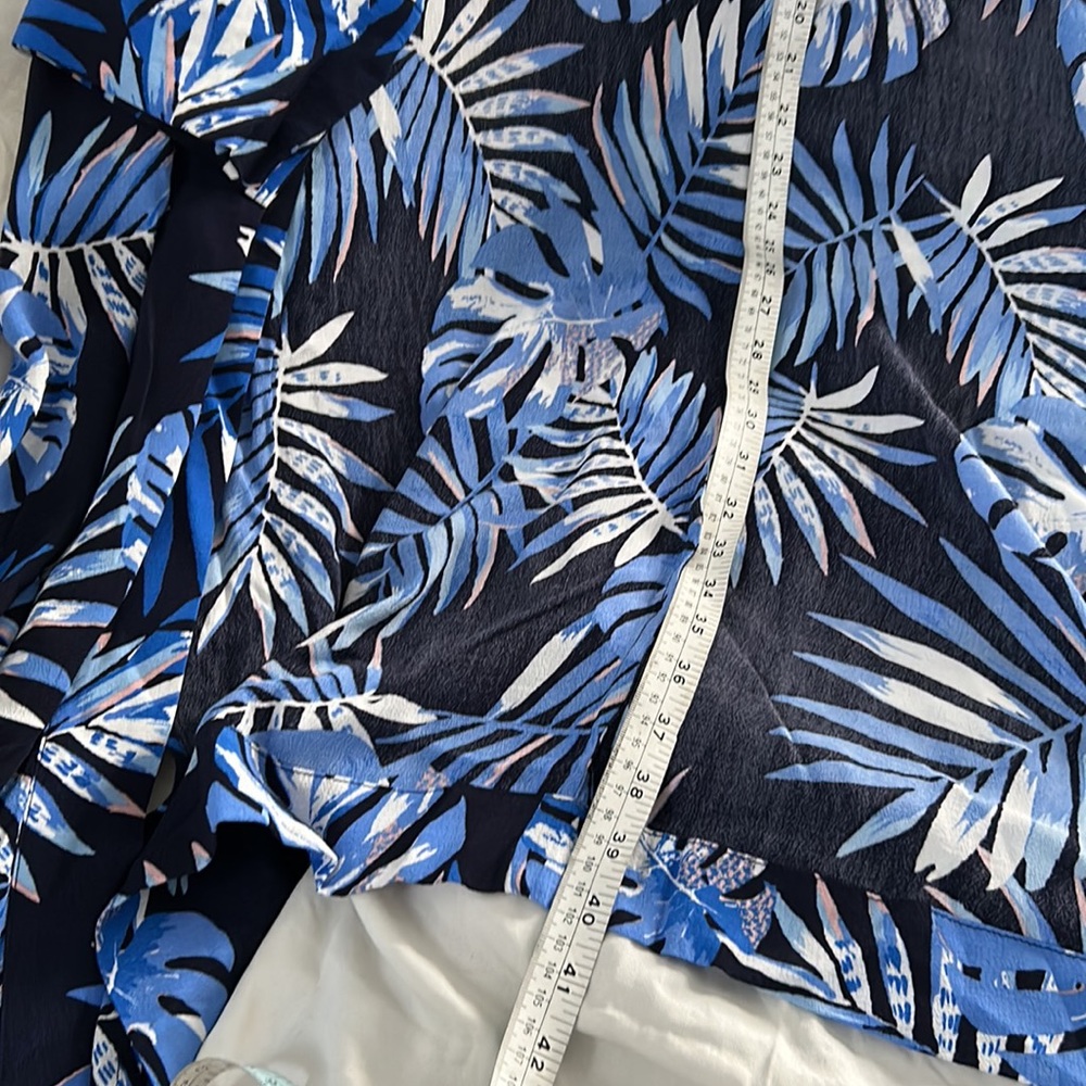 Kimono/ Cover up long length, 3/4 sleeves, slits on sides. Maritime blue, Size X - Picture 5 of 6